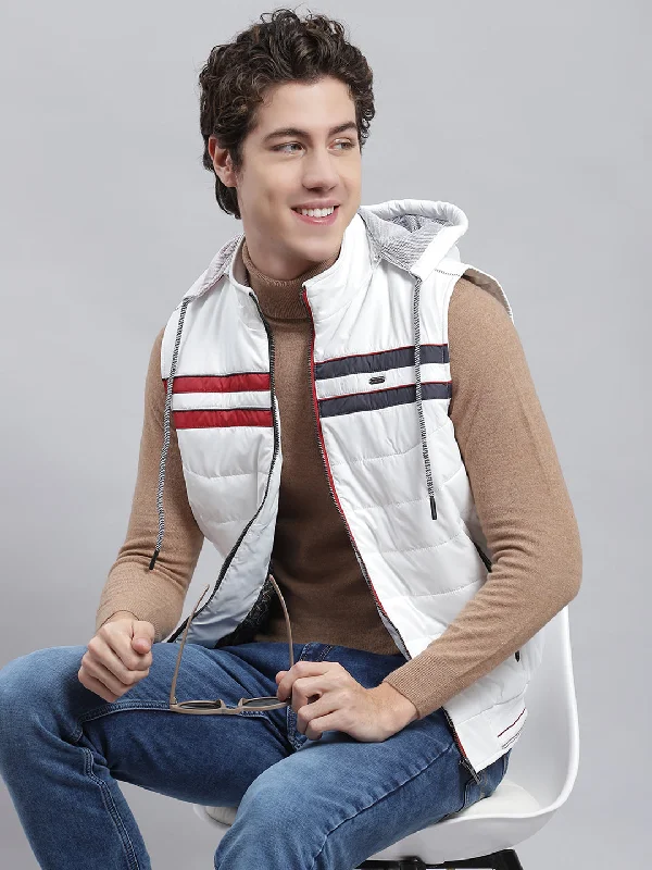 Men's Coats with Adjustable HemsMen White Plain Jacket