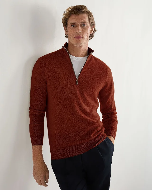 Chic Men's Cashmere SweatersMen's Carnaby Half Zip Cashmere Jumper Spice Orange