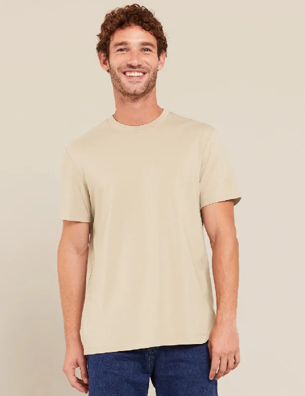 Men's Shirts with Embellished SleevesMen's Classic Crew Neck T-Shirt - Stone