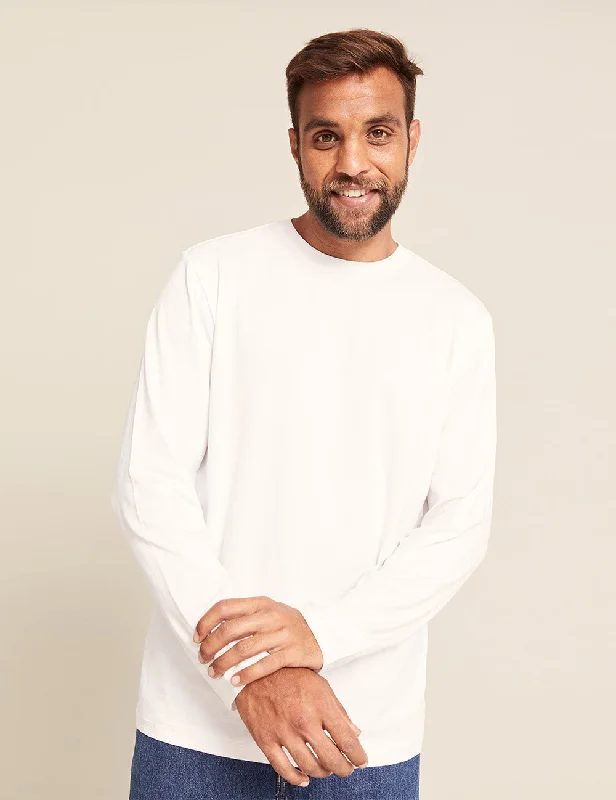 Men's Shirts with Lace-Up HemlinesMen's Classic Long Sleeve T-Shirt - White