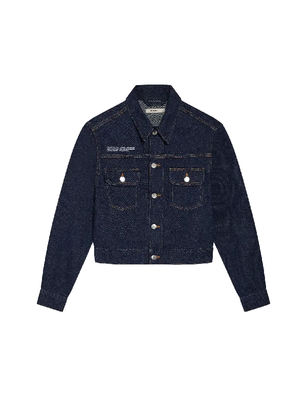 Men's Coats with Reflective StripesMens Cropped Hemp Denim Jacket—rinse wash
