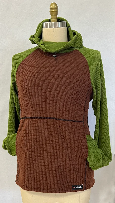 Men's Hoodies with EmbroideryMen's Hoodie - Brown w/ Green sleeves & hood