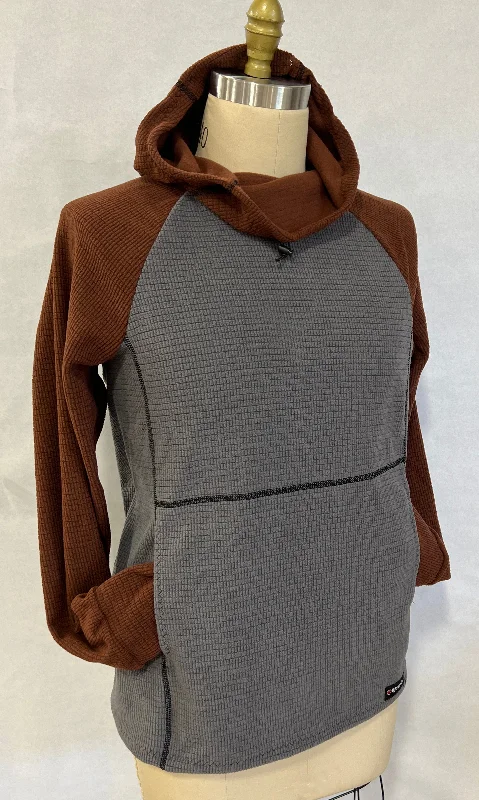 Men's Hoodies with Button-Down PocketsMen's Hoodie - Gray w/ Brown sleeves & hood