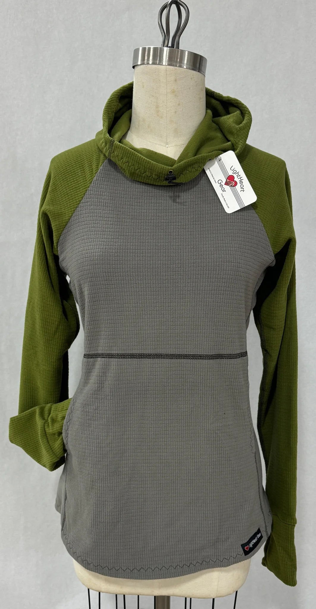 Men's Hoodies with Modern CutsMen's Hoodie - Gray w/ Olive sleeves & hood