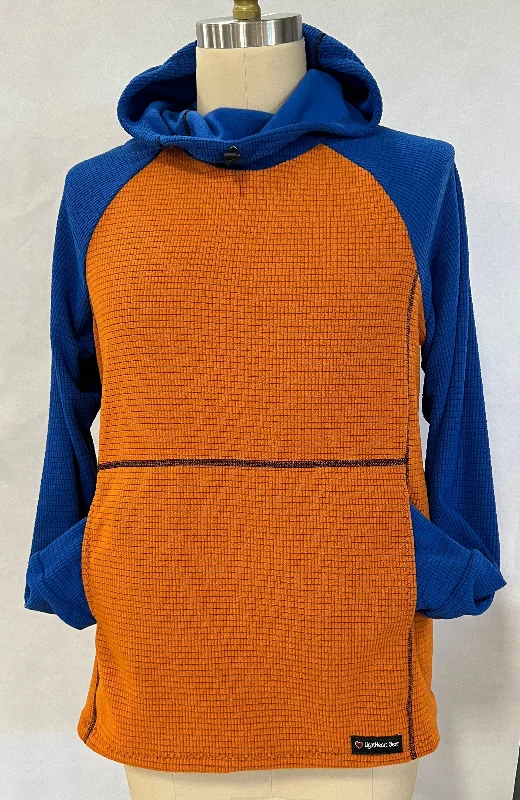 Men's Hoodies with Hidden Pockets for PhonesMen's Hoodie - Orange w/ Blue sleeves & hood
