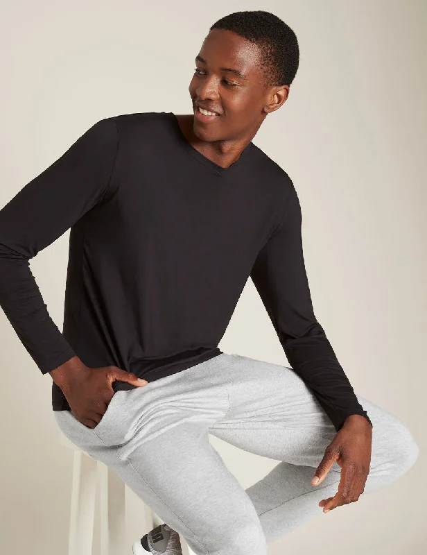 Men's Shirts with Graphic SleevesMen's Long Sleeve Crew Neck T-Shirt - Black