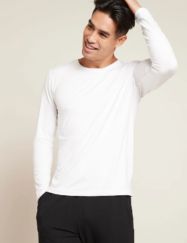 Men's Shirts with Roll-Up SleevesMen's Long Sleeve Crew Neck T-Shirt - White