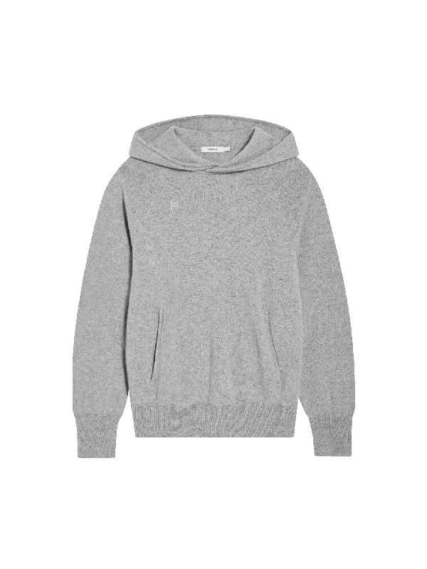Men's Coats for Short MenMens Recycled Cashmere Hoodie—pale grey melange