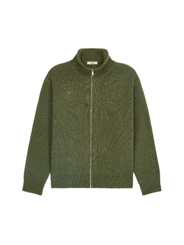 Men's Coats with Velcro ClosuresMen's Recycled Cashmere Zip Up Sweater—rosemary green