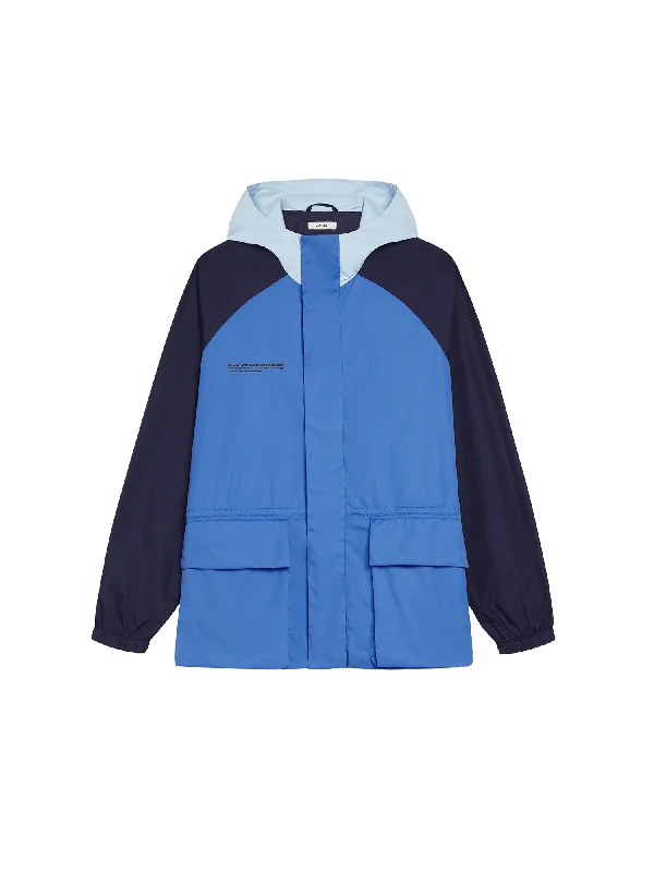 Men's Coats with Belted WaistsMens Archive Recycled Nylon Color Block Jacket—cerulean blue
