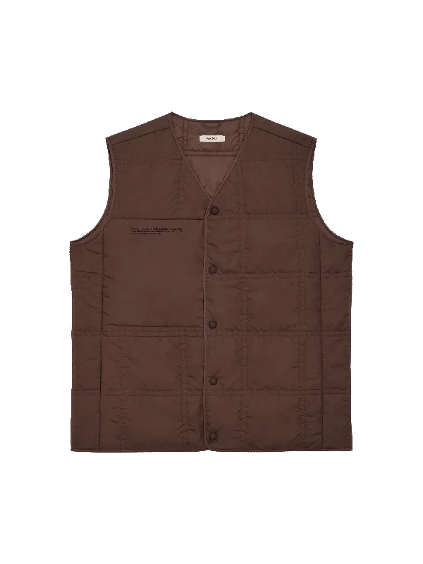 Men's Coats for Tall MenMens Flower-Warmth Quilted Gilet—chestnut brown