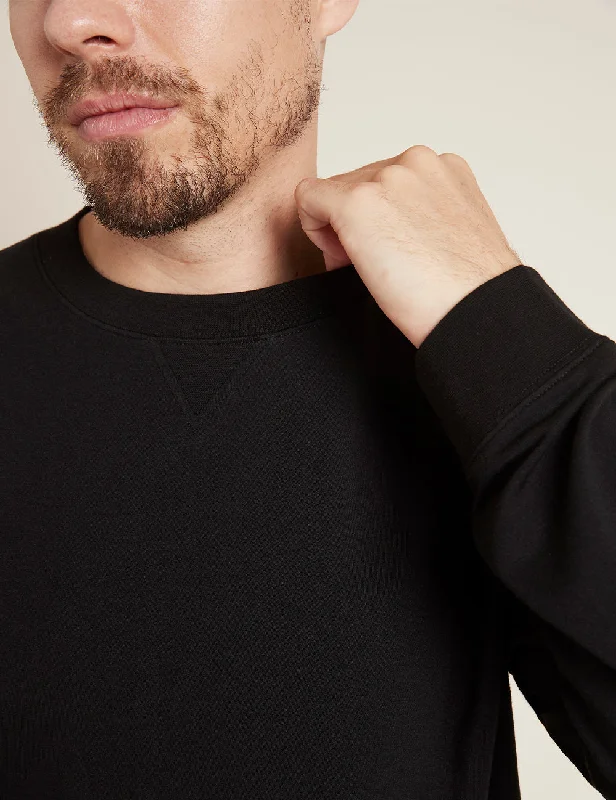 Men's Shirts with Raw-Edge HemlinesMen's Weekend Crew Pullover - Black
