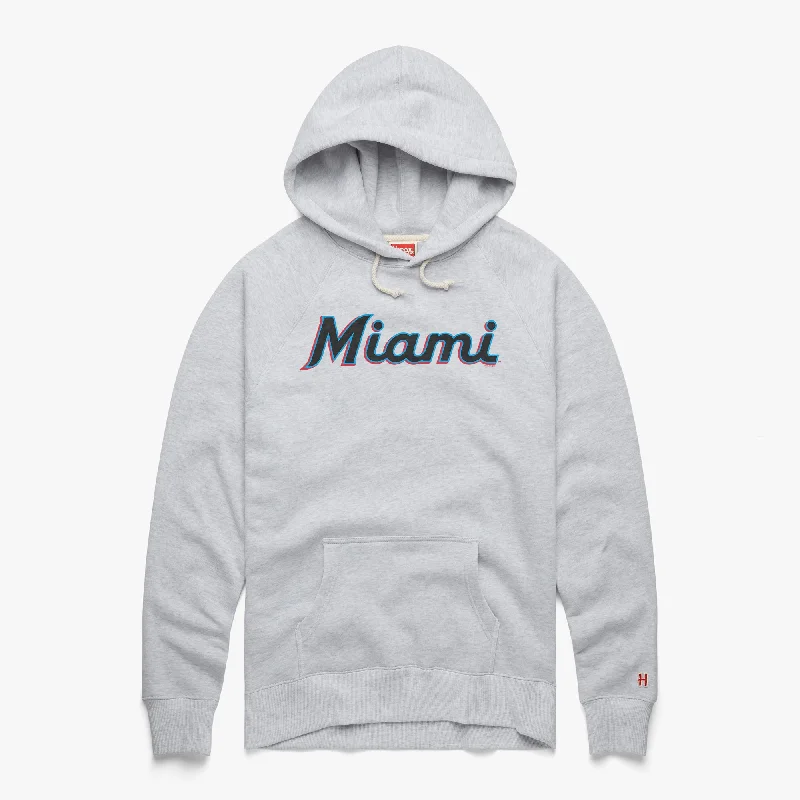 High-Quality Men's French Terry HoodiesMiami Marlins Jersey Logo Hoodie