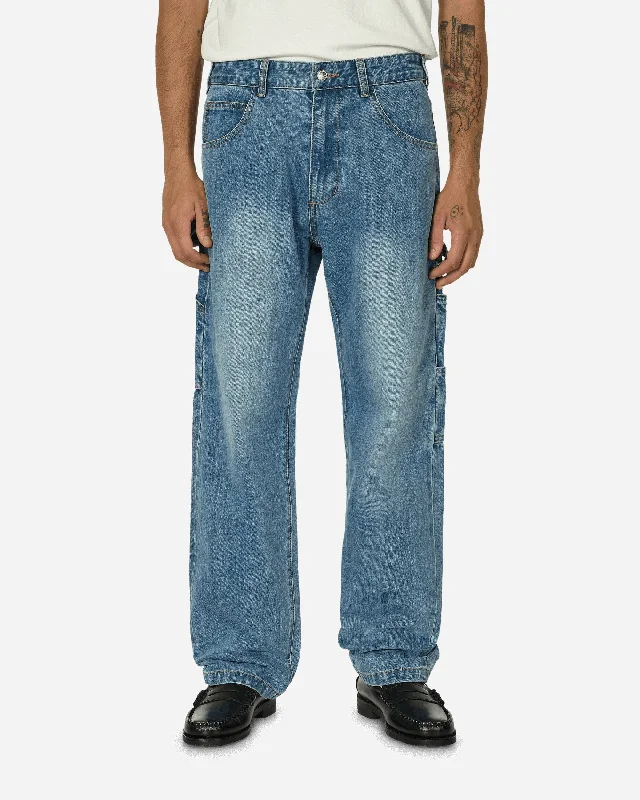 Modern Ripped and Distressed Men's JeansSelvedge Utility Jean Stone Wash Indigo