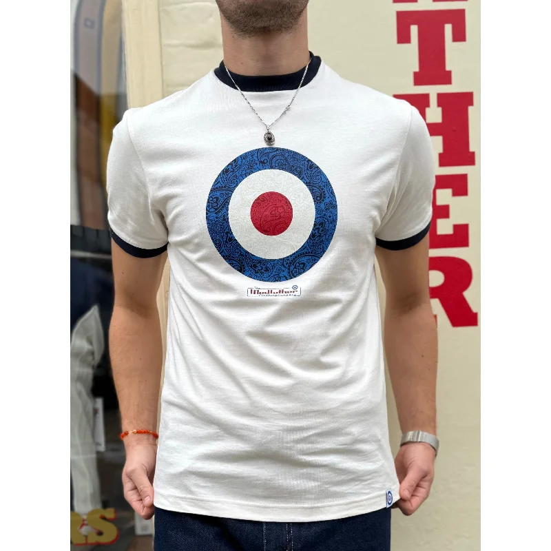Men's Casual Shirts for Everyday WearModfather Clothing - Paisley Target Ecru MF2227 - T-Shirt
