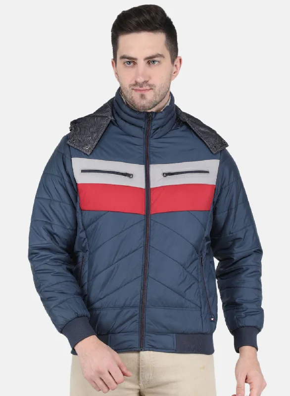 Men's Coats for All SeasonsMen NAvy Blue Solid Jacket