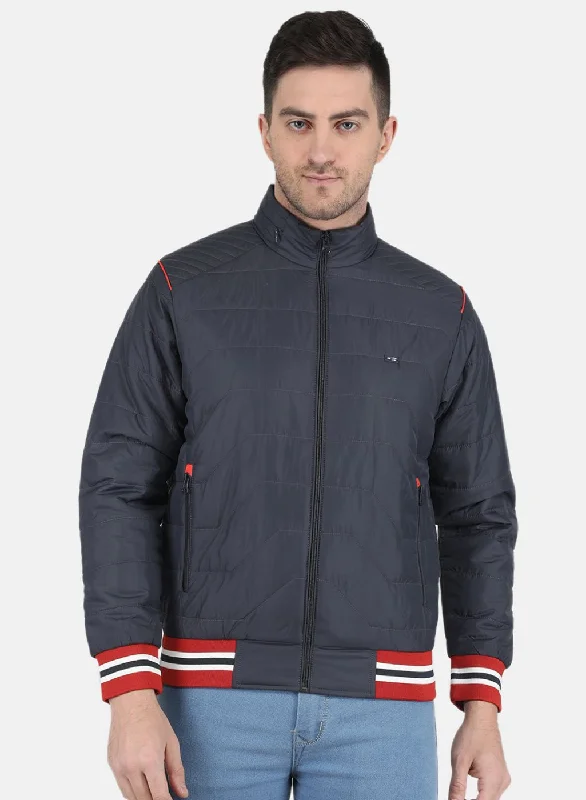 Men's Coats with Convertible CollarsMen NAvy Blue Solid Jacket