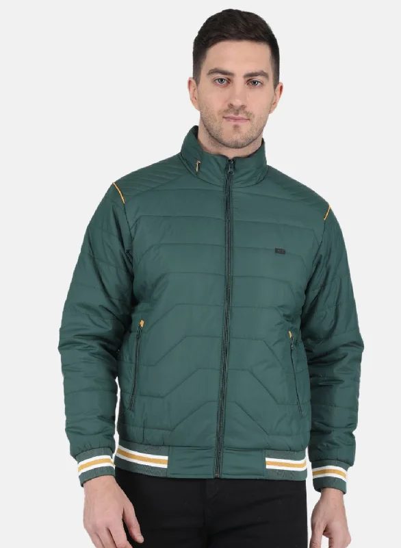 Men's Coats with Hand WarmersMen Olive Solid Jacket