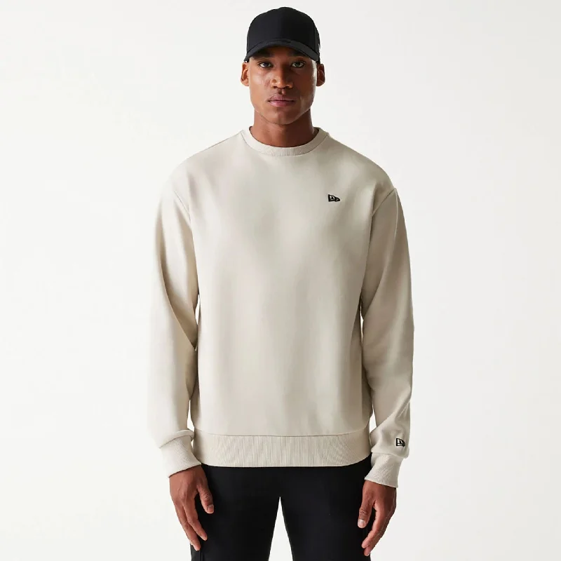 Men's Sweaters with ZippersNew Era Essential Light Beige Oversized Crewneck Sweater