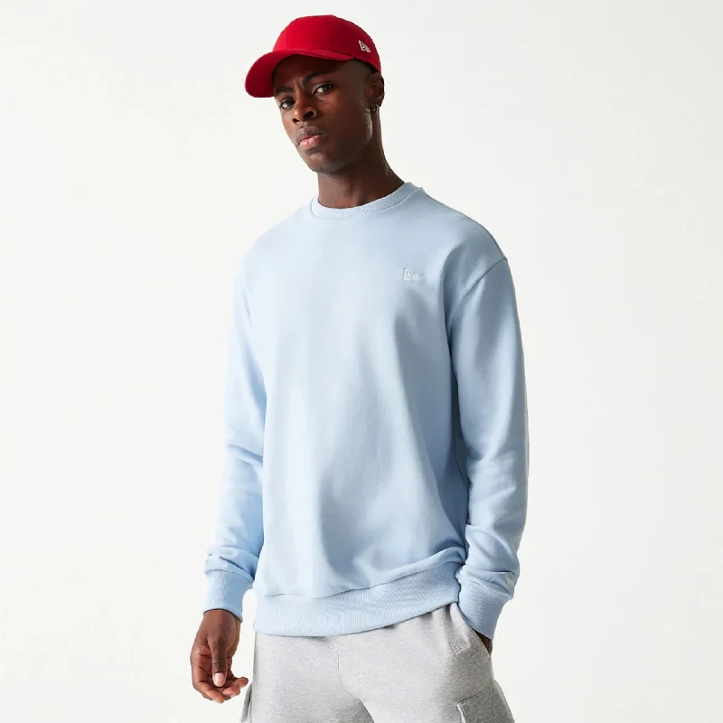 Men's Sweaters with Patchwork DesignsNew Era Essential Pastel Blue Oversized Crewneck Sweater