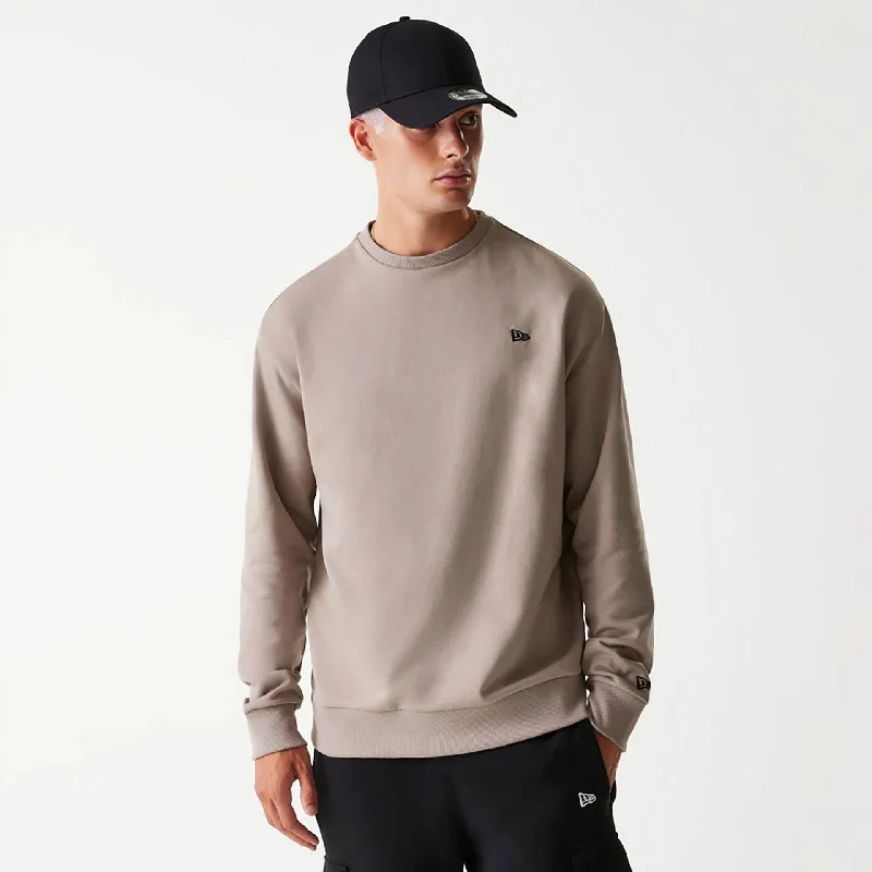 Men's Sweaters with Drawstring WaistbandsNew Era Essential Pastel Brown Oversized Crewneck Sweater