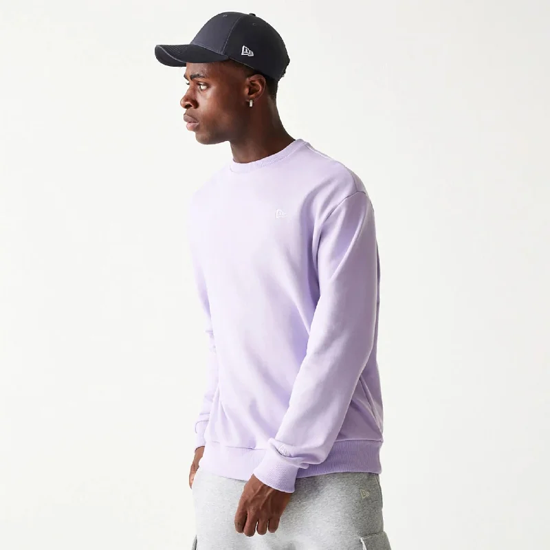 Men's Sweaters with Appliqué DetailsNew Era Essential Pastel Purple Oversized Crewneck Sweater