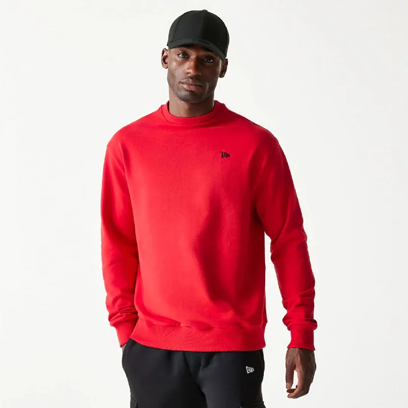 Men's Sweaters with EmbellishmentsNew Era Essential Red Oversized Crewneck Sweater