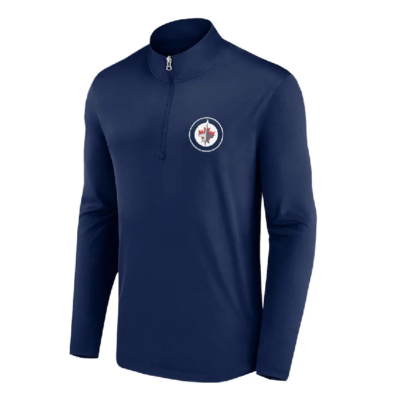 Men's Shirts with Wrinkle-Resistant FabricNHL - Men's Winnipeg Jets Long Sleeve 1/4 Zip (NHXX0EBMJQPP1CA 41NVY)
