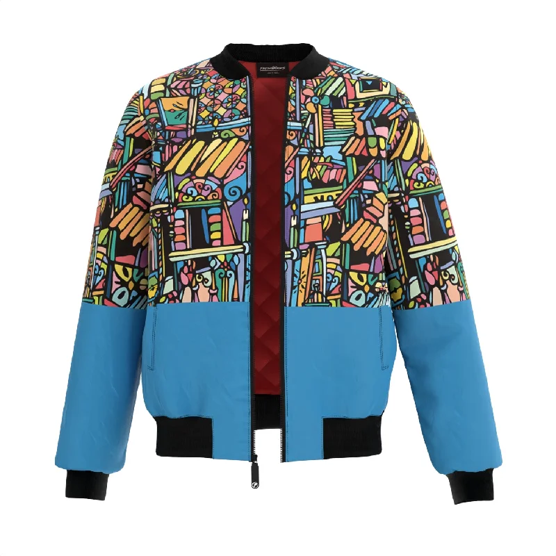 Men's Coats with Flannel LiningOlindo Blue Bomber Jacket