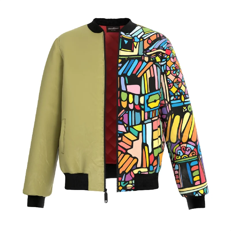 Men's Coats with Chest PocketsOlindo Khaki Bomber Jacket
