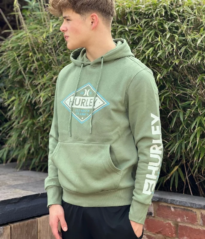 Men's Shirts with Hidden ButtonsOlive Hurley Diamond Logo Hoodie