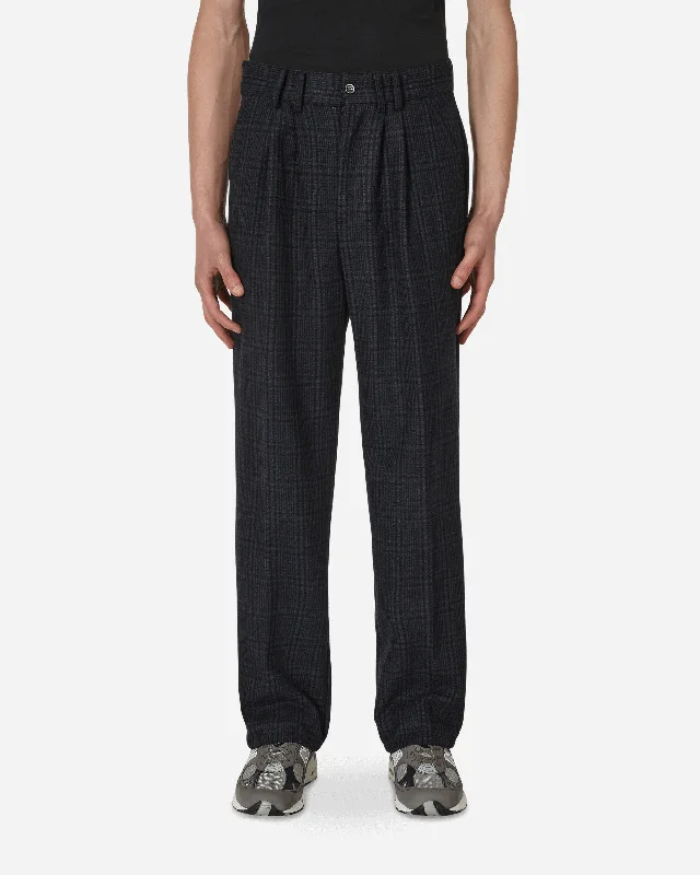 Casual Men's JeansChecked Pleated Trousers Blue