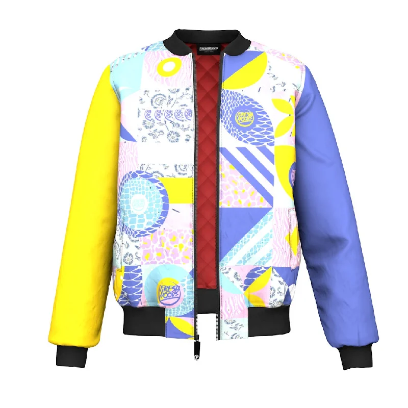 Designer Men's OvercoatsPastel Shapes Bomber Jacket