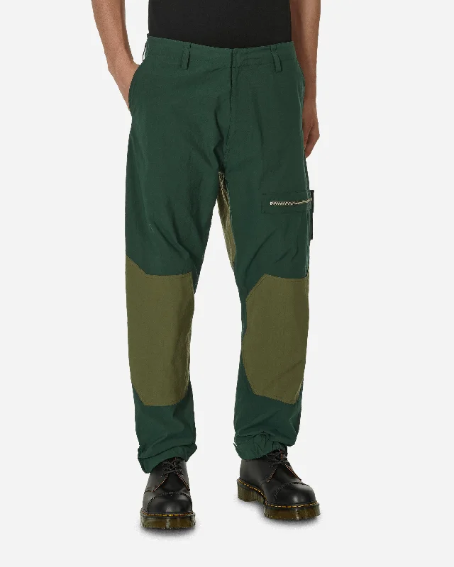 Leather Patch Embellished Men's JeansMoving Diagonal Pants Green / Olive