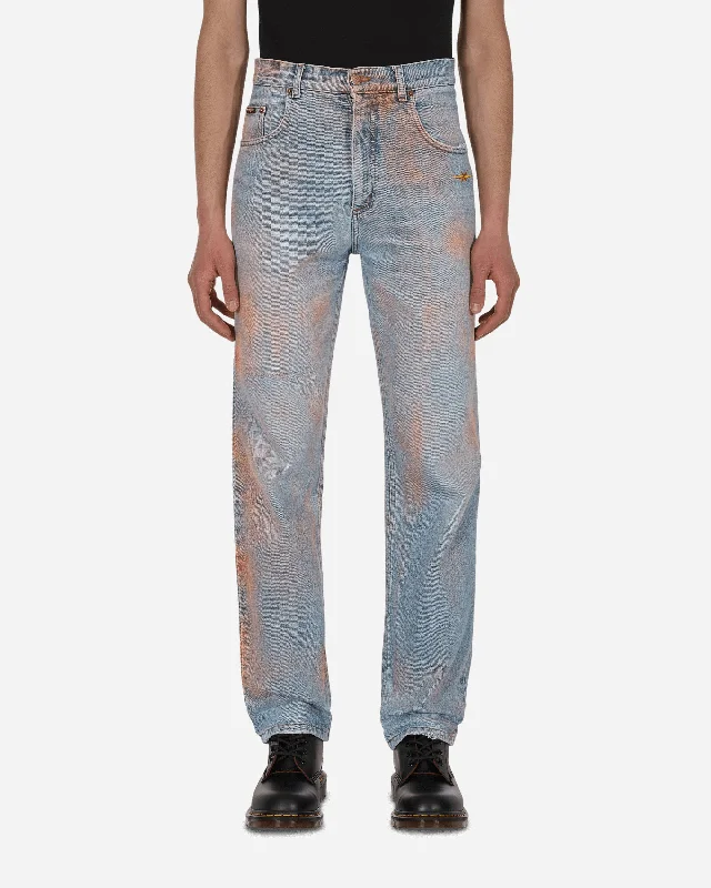 New Arrival Designer Men's JeansSpray Painted Vintage Denim Pants Blue