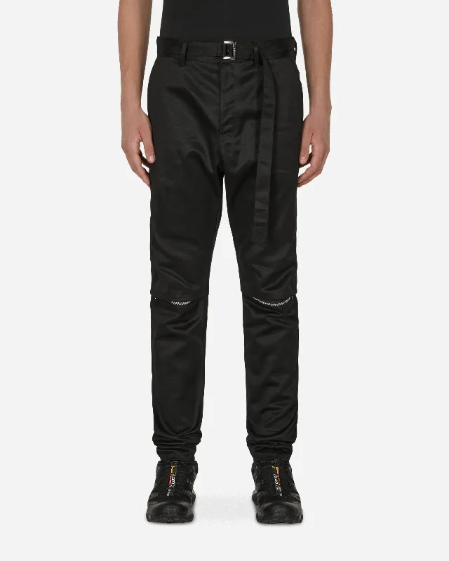 Jeans for Men with Skinny LegsCotton Chino Knee Zip Pants Black