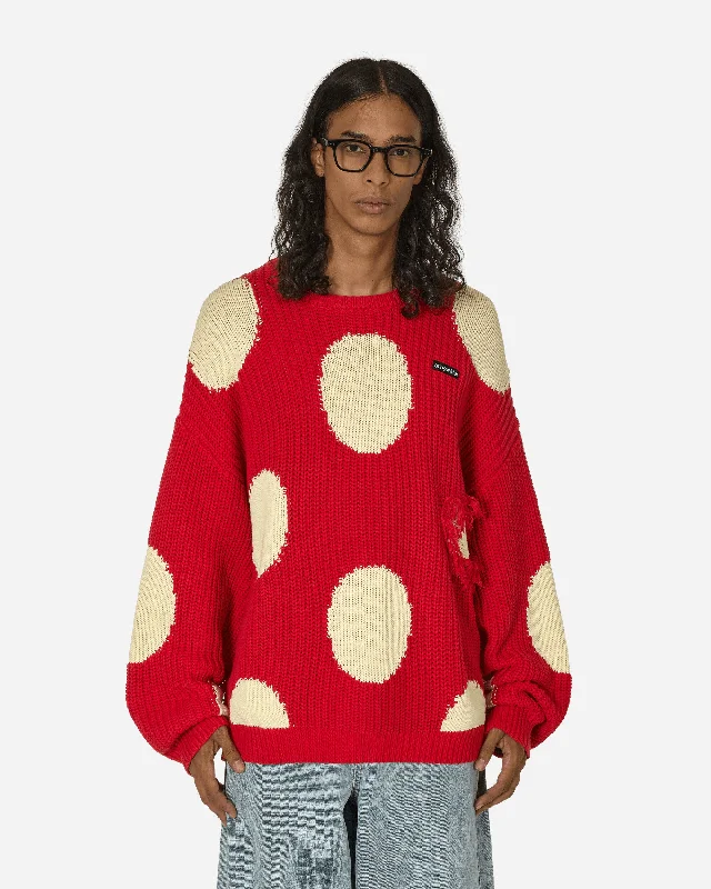 Essential Men's V-Neck SweatersMashroom Knit Sweater Red