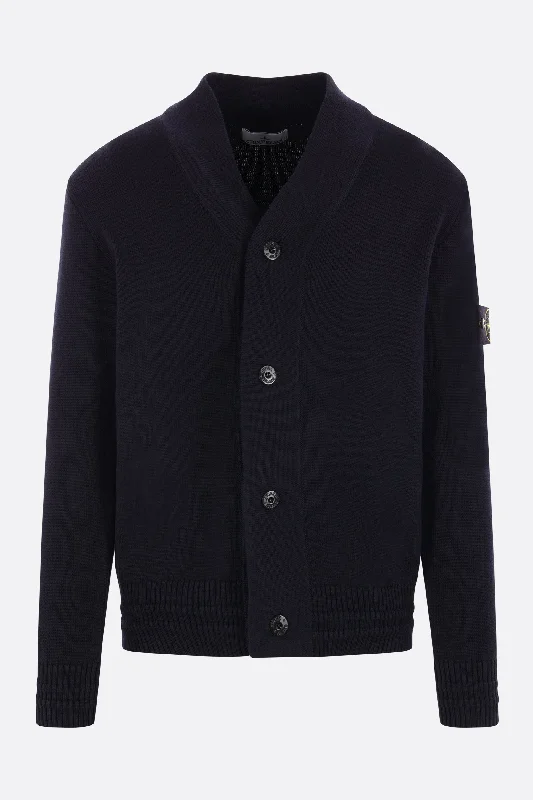 Men's Shirts with Button-Down Collarslogo badge cotton blend cardigan