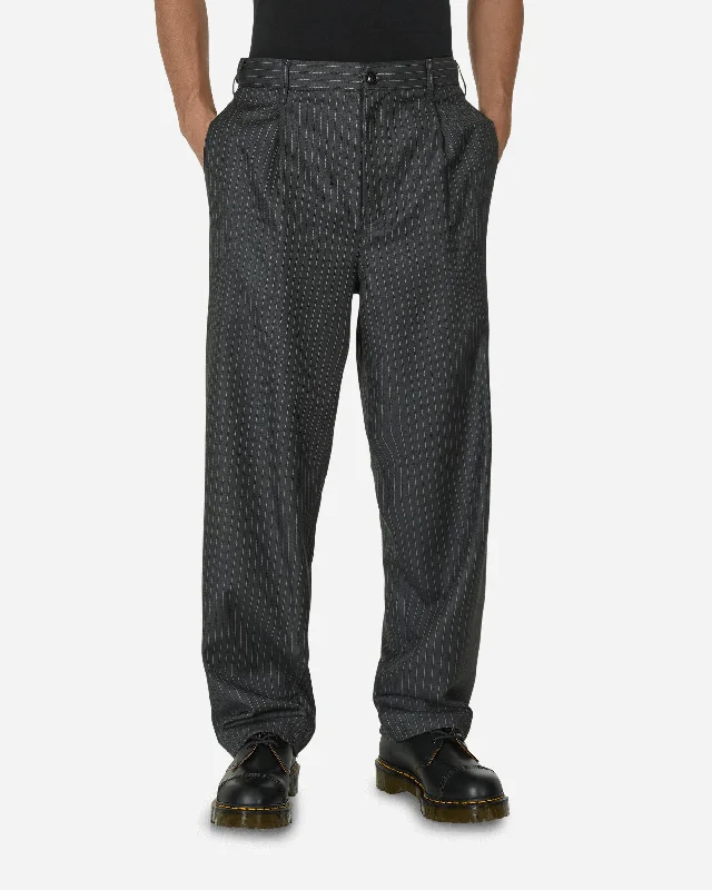 Casual Ripped Men's JeansStripe Volume Pleated Trousers Grey