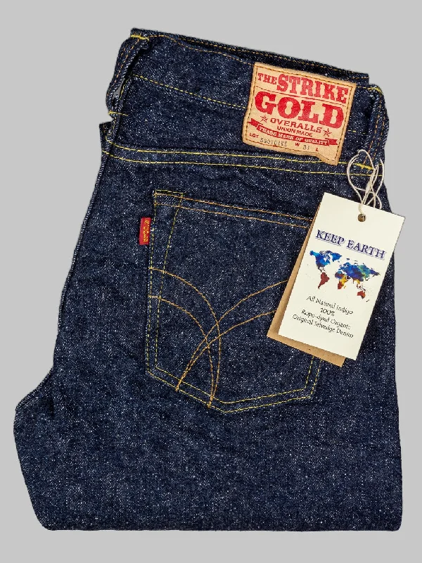 Men's Jeans Made in USAThe Strike Gold 0104KE "Keep Earth" Natural Indigo Straight Tapered Jeans