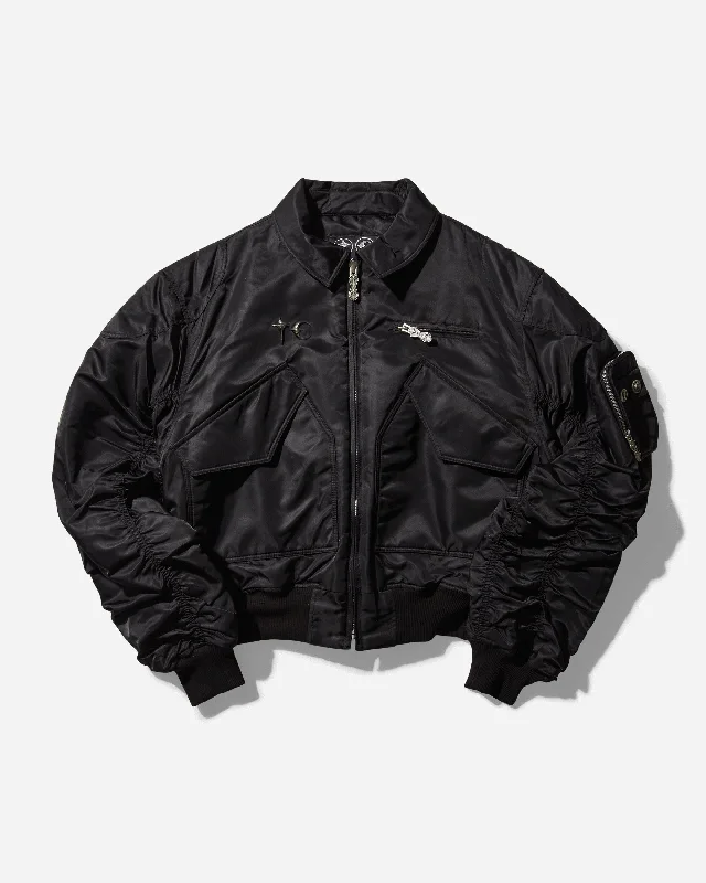 Men's Coats with Patchwork DesignsMen's A Wingless Bird Bomber Jacket Black