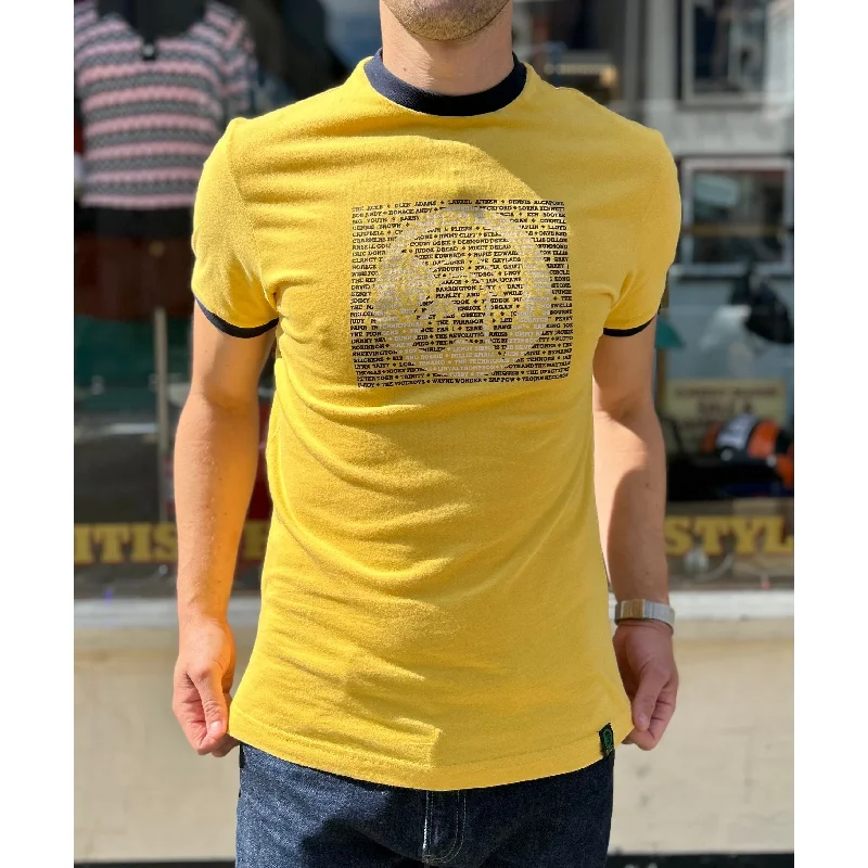 Men's Shirts with Moisture-Wicking FabricTrojan Records - TC/1039 Black Artist Logo Mustard - T-Shirt