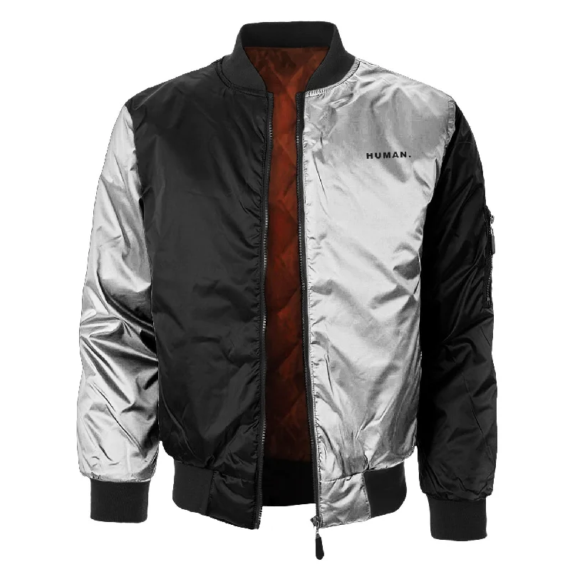 Men's Coats for HikingWhite & Black Bomber Jacket