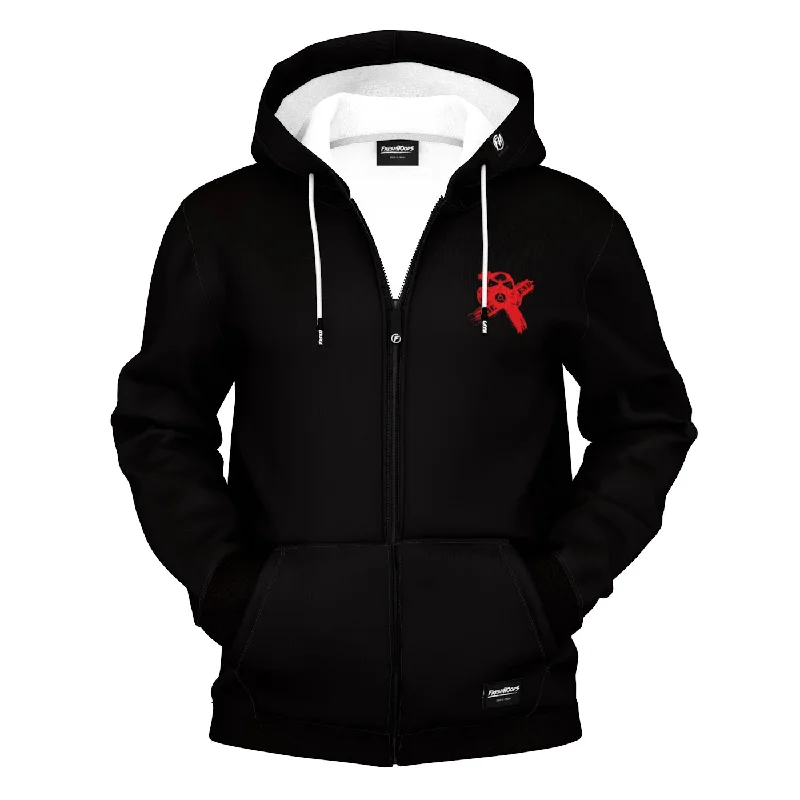 Durable Men's Canvas HoodiesX Mask Zip Up Hoodie