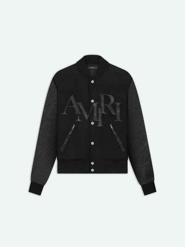 Functional Men's Ski JacketsAMIRI STAGGERED VARSITY JACKET - Black