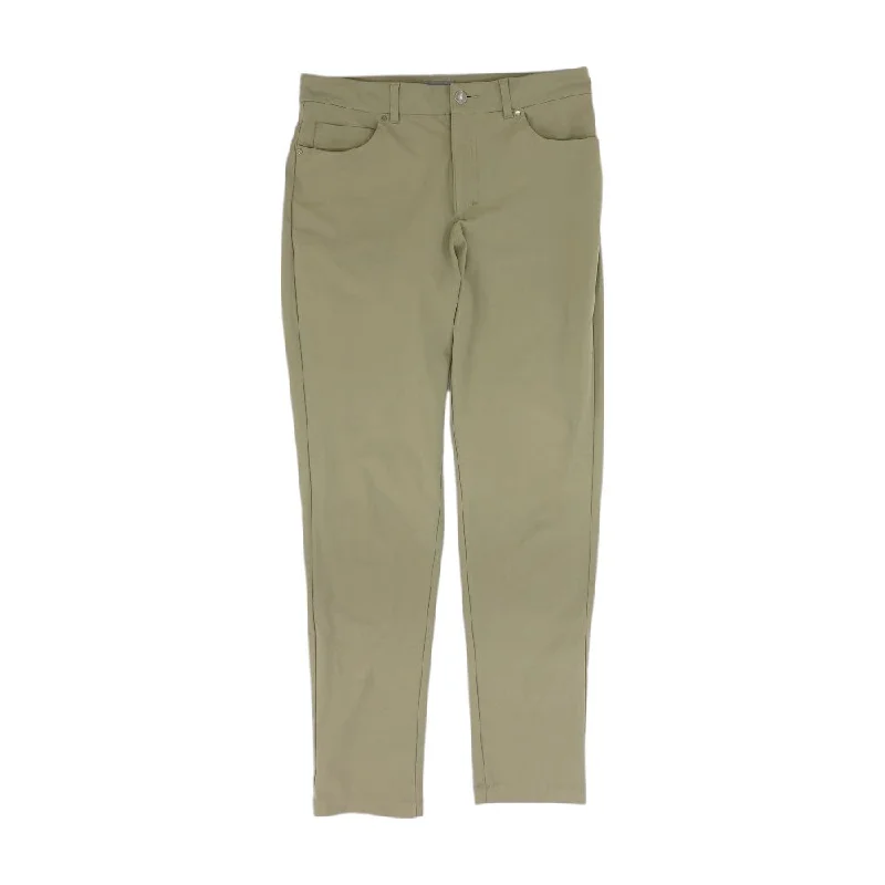 Men's Pants with Embroidered DesignsBeige Solid Five Pocket Pants