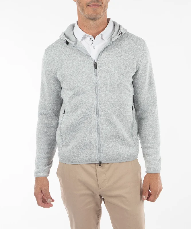 Men's Coats with Stretch FabricHeathered Full Zip Performance Fleece Hoody Jacket