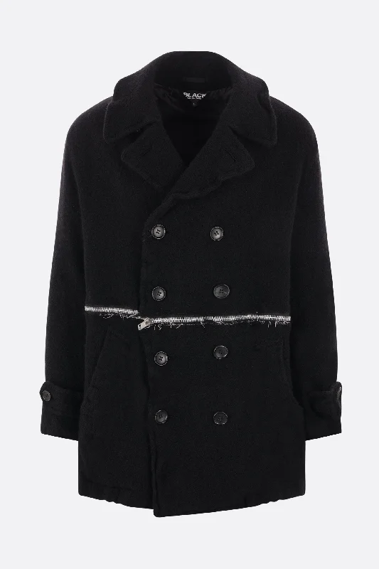 High-Quality Men's Duffle Coatsdouble-breasted felt peacoat with zip