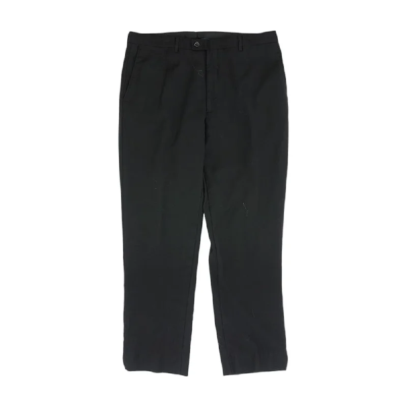 Men's Pants with Appliqué DetailsBlack Solid Dress Pants