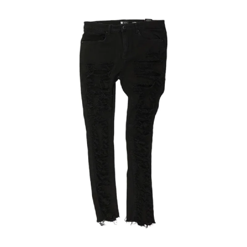 Men's High-Waisted Pants for a Retro StyleBlack Solid Jeans